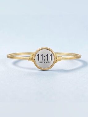 Luca + Danni 11:11 Make A Wish Brass Bangle Bracelet Inspirational